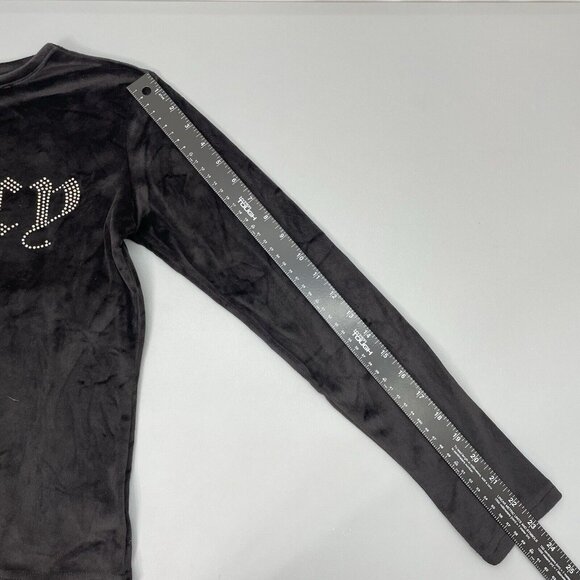 Juicy Couture Pajama Top Sleepwear Rhinestone Bling Logo Velour Black Womens S - Picture 9 of 9